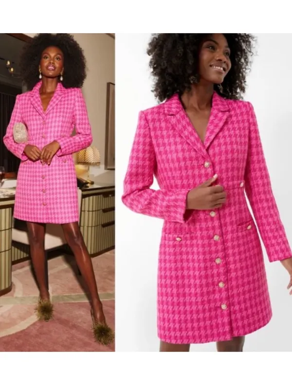 Pomander Place Magenta Tweed Stacie Houndstooth Pink Dress Tuckernuck Small S * - Image 2