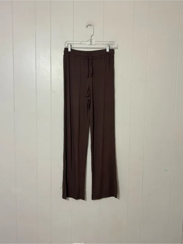 Nuuds Women’s Coffee Brown Lounge Pajama Pants Wide Leg Size XS - Image 2
