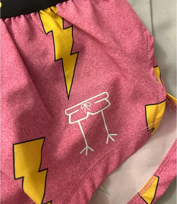 Chicken Leg Running Shorts Lightning Bolt Pink Size XS - Image 6