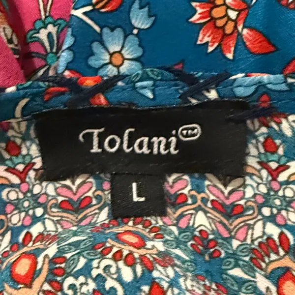 TOLANI 100% Silk Multicolor Floral Dress Size Large - Image 9