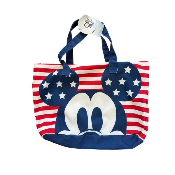NWT Disney Parks Patriotic Mickey Mouse Blue & Red Tote Bag 12x18.5 - Image 2