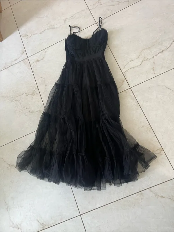 NWT Moon River Black Sheer Tiered Midi Dress Size Small - Image 2