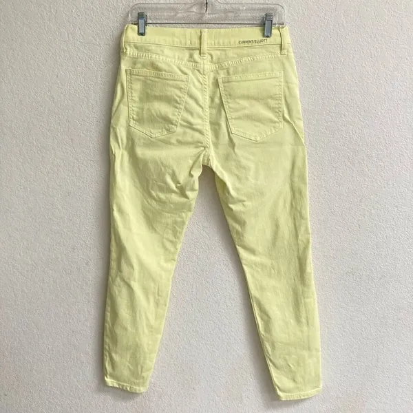 Current/Elliott Stiletto Skinny Jeans women’s 27 ‎ light yellow cropped denim - Image 6