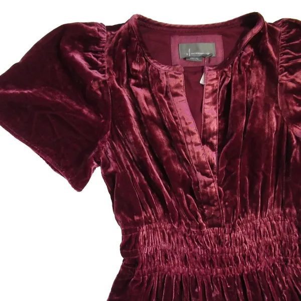 NWT by Anthropologie The Somerset Maxi in Red Maroon Velvet Edition Dress XS - Image 6