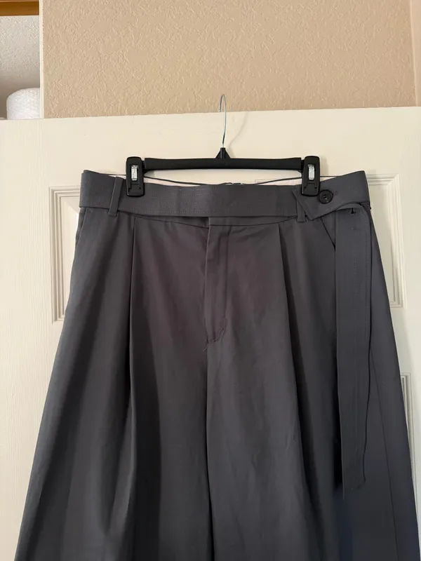 Zara Grey High Waisted Relaxed Trouser Pant with Button Belt - Image 7