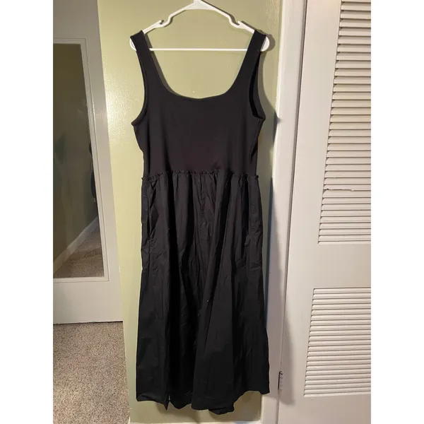A New Day Women's Size Large Sleeveless Knit Midi A-Line Dress Black Ruffle - Image 8