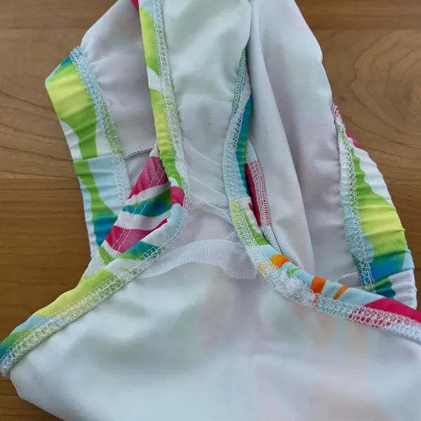 Love 83‎ Swim Neon Rainbow Zebra Bikini Set High Waist Bandeau Medium - Image 7