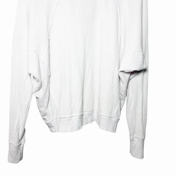 Free People Womens Santa Clara Thermal Top White Small V‎ Neck Boho Long Sleeve - Image 9