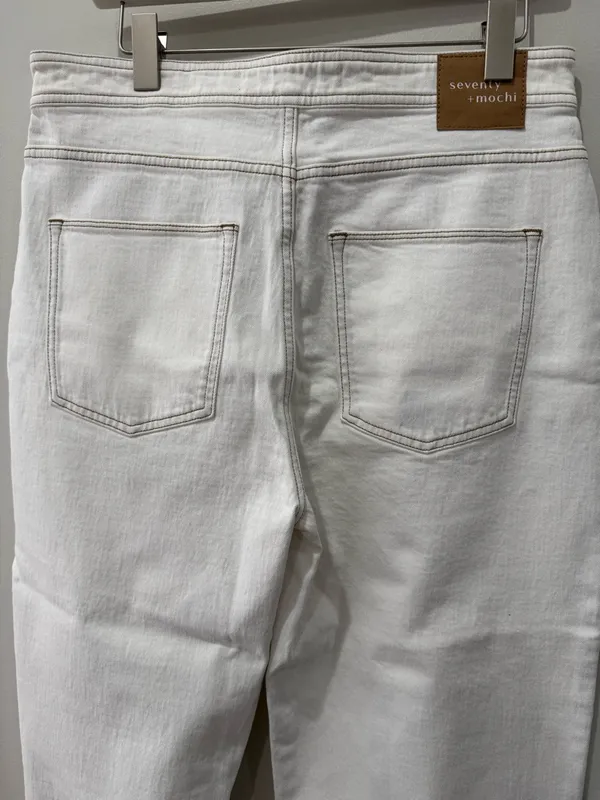 Seventy + Mochi Size 30 The High Waist Cocooon Mom Jean in Beige‎ - Image 5