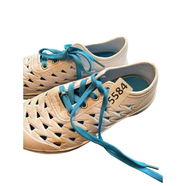 Lightweight Women's Cut-Out White Shoes With Blue Laces Size 36 (5.5) river shoe - Image 6