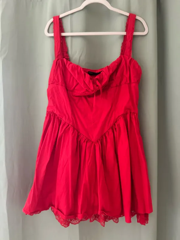 Finesse Red lace trim mini dress - Image 4