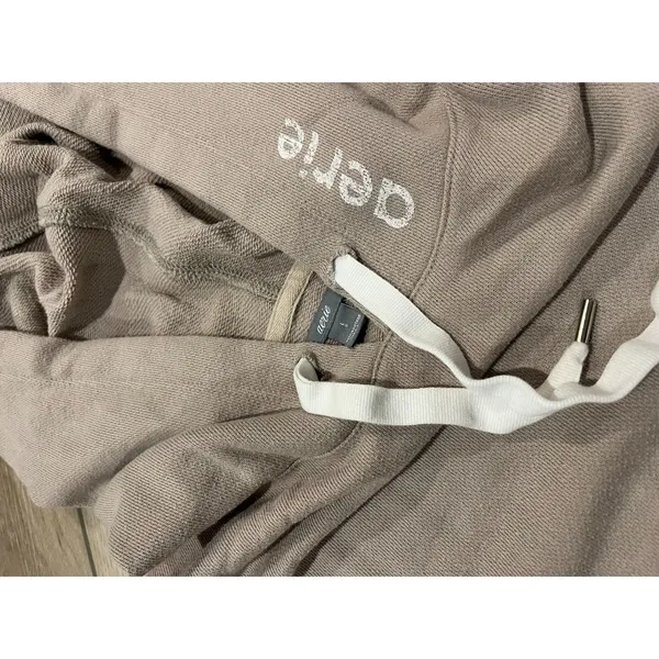Aerie Cropped Hoodie Light Brown/Sand Pullover Sweatshirt Women L - Image 2