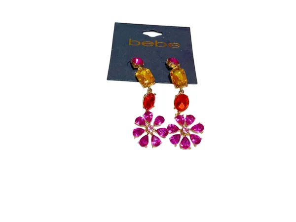 Bebe Sparkling Flower Crystal Rhinestone Floral Dangle  - Image 4