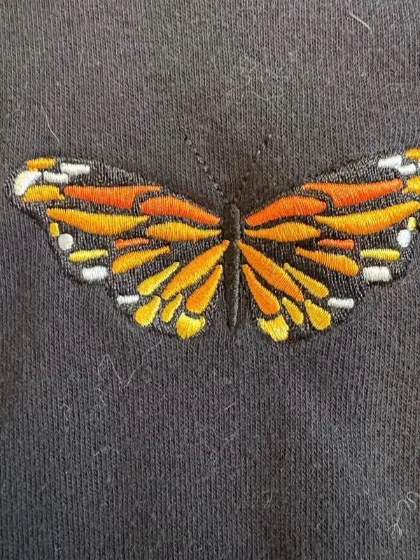 Garage Black Monarch Butterfly Embroidered Cropped Hoodie Small - Image 3