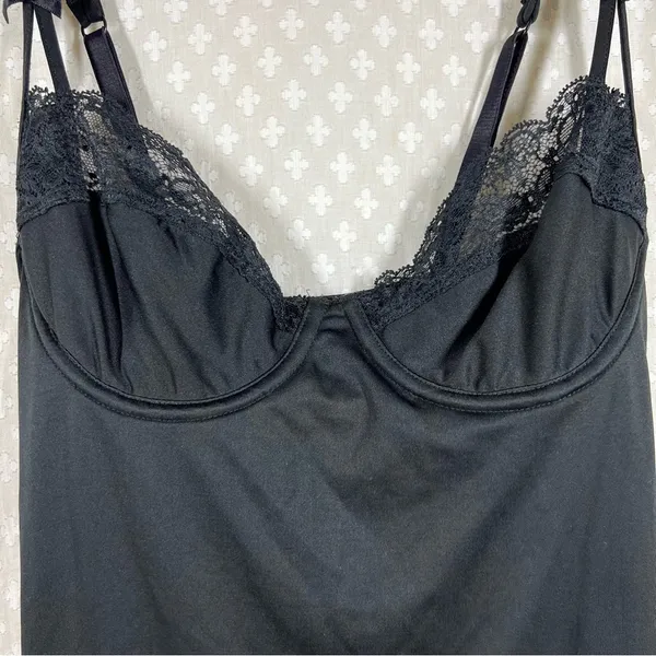 Victoria's‎ Secret Black Vintage Lace Underwire Satin Slip Dress - Image 2