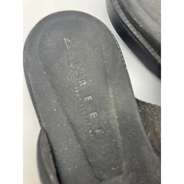 Reef Loft Lux X Black Leather Quilted‎ Crisscross Slide Sandals Womens Size 7 - Image 2