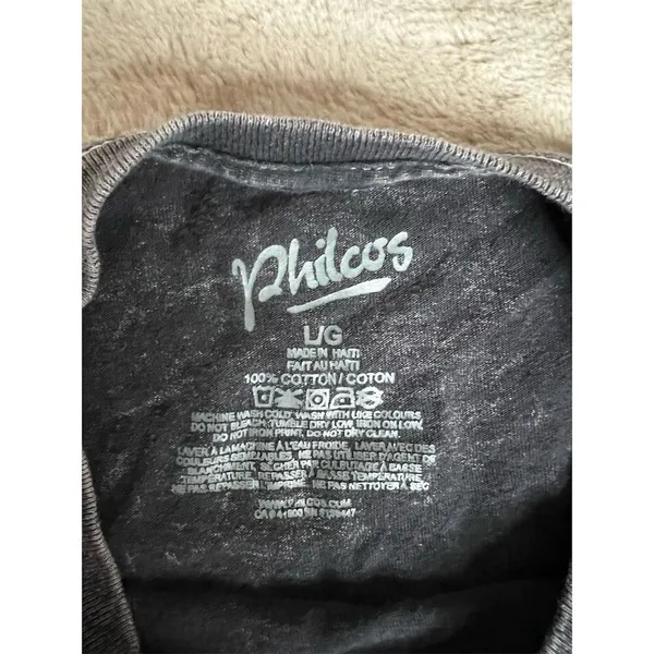Philcos Unisex L Gray Acid Wash T-Shirt Stitched Bear Graphic Vintage - Image 6
