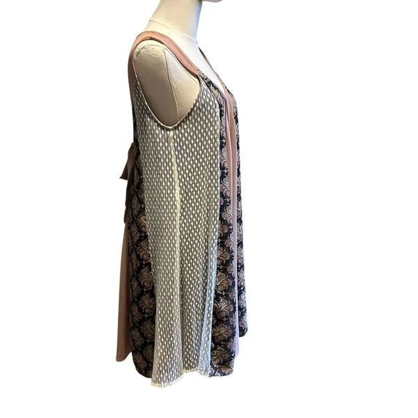 Ryu : Dress Womens Multi Fabric Beige A Line Lace Boho Cottage Back Bow SZ M Y2K - Image 9