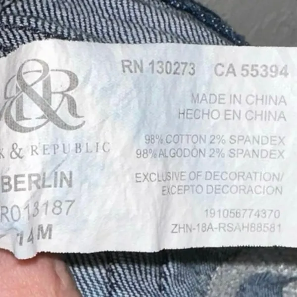 Rock & Republic Berlin Jeans‎ Size 14 Distressed Embellished Birds Skinny Blue - Image 5