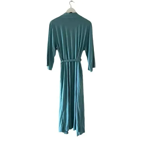 Națori Light Blue Soft Casual Loungewear Women’s Robe Tie Pockets SZ S # 1756 - Image 8