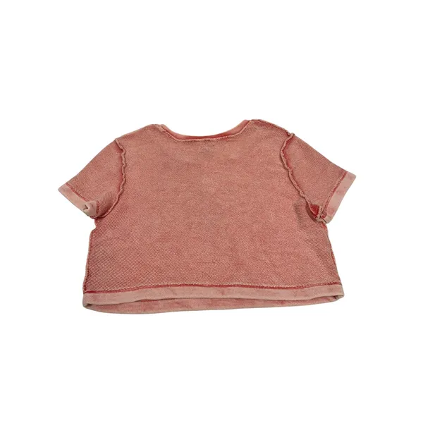 BDG Urban Outfitters Coral Pink Acid Wash Waffle Knit Notch Neck Crop Top Small - Image 2