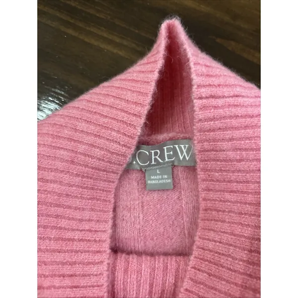 J. Crew Merino Alpaca Wool Blend Wide Cable Sweater Pink Large Cozy Grandma Core - Image 6