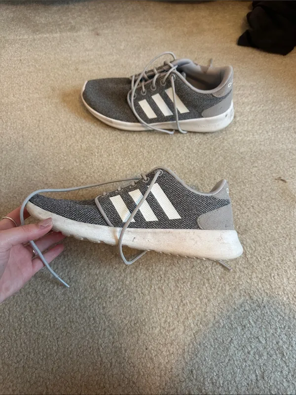 adidas Gray and White Knit Casual Running Shoes - Image 3