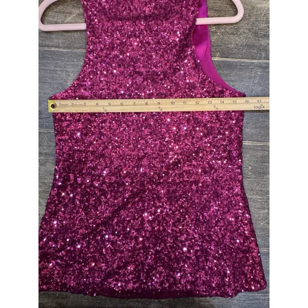 Alice + Olivia Pink Sequined Tank Top Size Medium All Over Sequin Glam - Image 9
