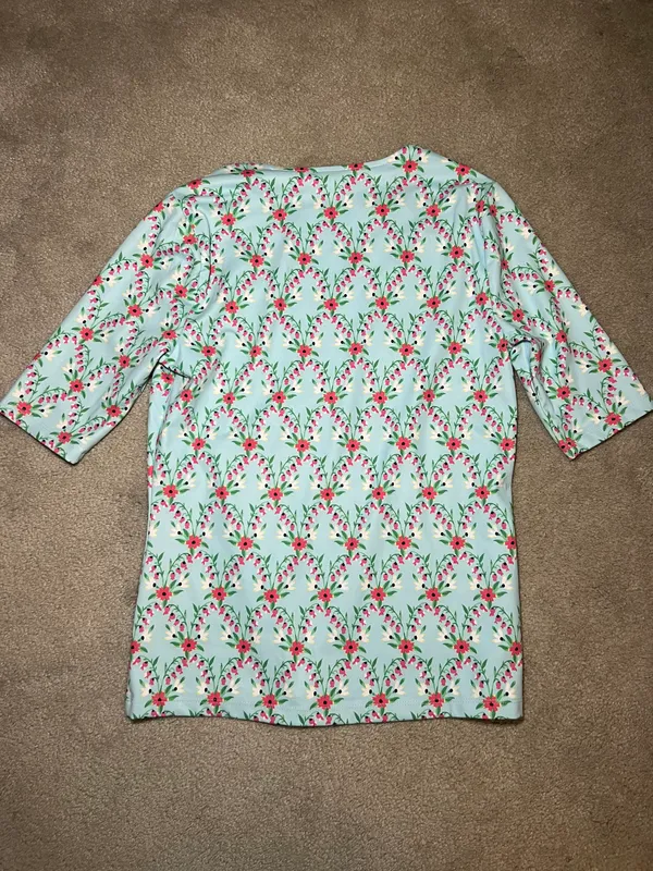 Floral Refined Stretch Envelope Neck Top Blouse Petite Size XS - Image 3