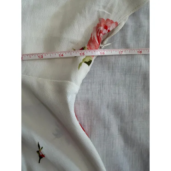 NWT Zara Midi Dress Womens S White Red Rose Floral V-Neck Flutter Sleeve Flowy - Image 10