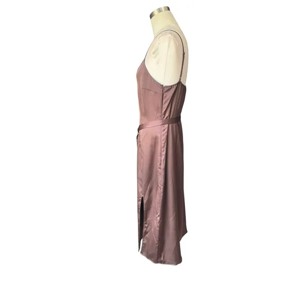 Abercrombie Fitch Satin Slip v neck Midi Dress Womens M Brown Strappy Sleeveless - Image 7