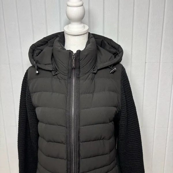 MICHAEL Michael Kors Ultra‎ light weight Black Puffer Jacket with Knit Sleeves M - Image 10