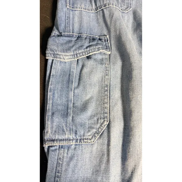 GAP Easy Jean Cargo Pants Large Petite Indigo Drawstring Utility Pockets - Image 3