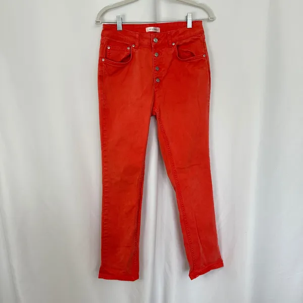 Anine Bing Denim Jeans Button Fly High Rise Orange‎ Peach Women's Size 28 - Image 2