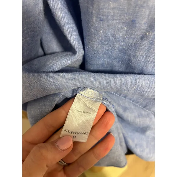 Tuckernuck Light Blue Cotton Chambray Ruffle Hem Shirt Dress Small Y20060T - Image 5