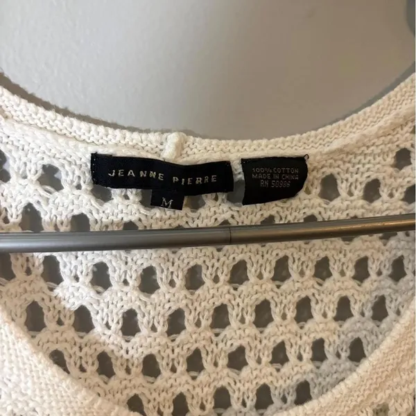 Jeanne Pierre White crochet‎ cotton top - Image 2