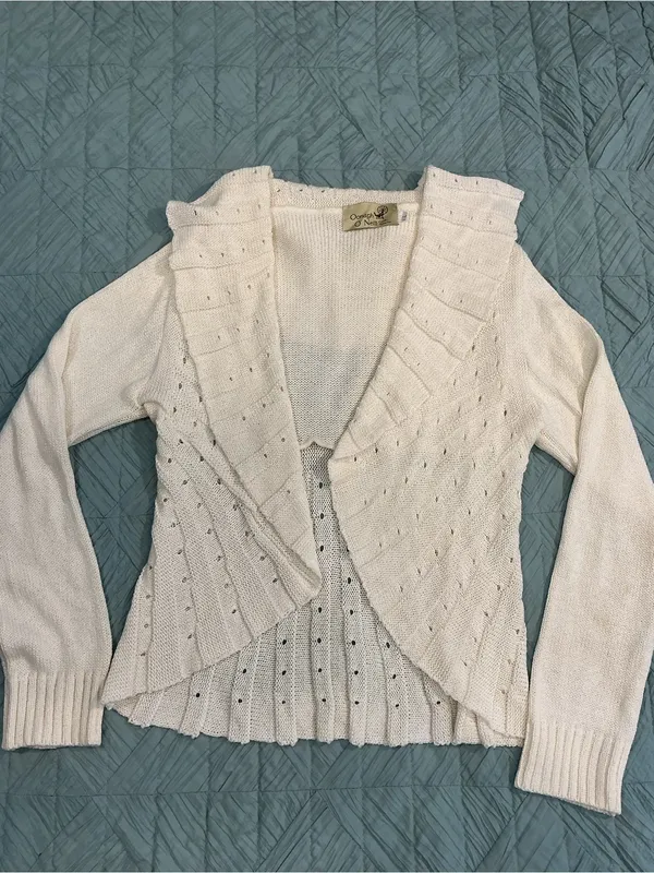 Oonagh by Nanette Lepore Cream Hooded Open-Front Knit Cardigan - Image 3