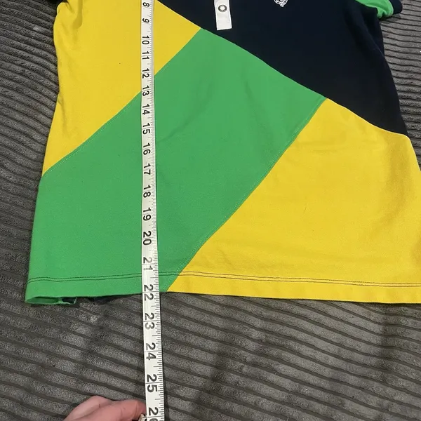 Lauren Ralph Lauren Polo Shirt Womens Small Colorblock Navy Green Yellow Active - Image 3