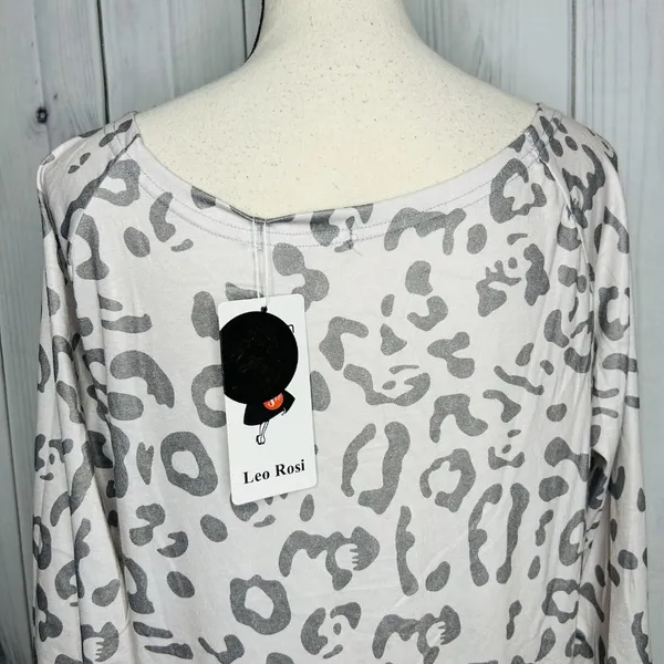 NWT Leo Rosi Womens Animal Print Pajama Sleepwear Set Sz S Gray Long Sleeve - Image 9