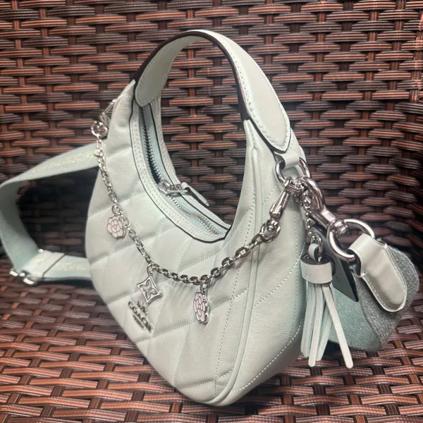 NWT Coach Carmen Mini Crossbody Bag CBI46 pearlized leather Silver/Green - Image 2