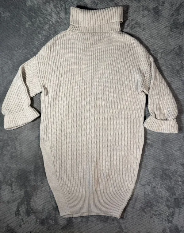 MOTH Anthropologie Chunky Knit Turtleneck Sweater Dress Side Slit Wool Blend Sm - Image 8