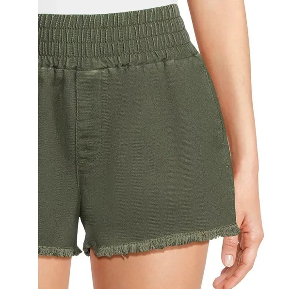 No Boundaries Juniors Green Smocked Waist Shorts - Image 2