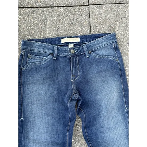Agave Nectar Sirena Striped Flare Jeans Womens Size 27 Low Rise Denim Y2K USA - Image 3