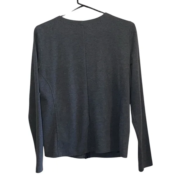 Lands End gray Cotten blend Zip Crew Cardigan loungewear basic minimalist active - Image 7