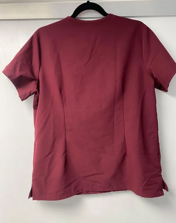 FIGS Women's Burgundy Casma™ - Three-Pocket Scrub Top - Image 2