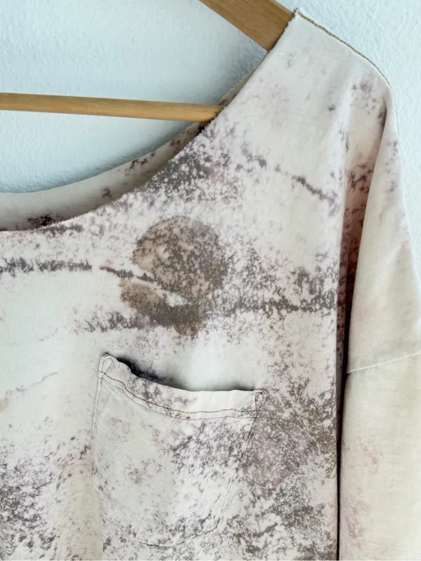Bleached grunge off the shoulder pocket tee Tan Size XXL - Image 4