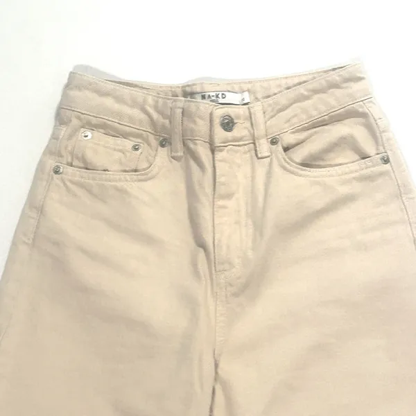 NA-KD Wide Leg‎ Jeans Women's 24 X 32 High Waist Beige Cream Pants Y2K Festival - Image 7