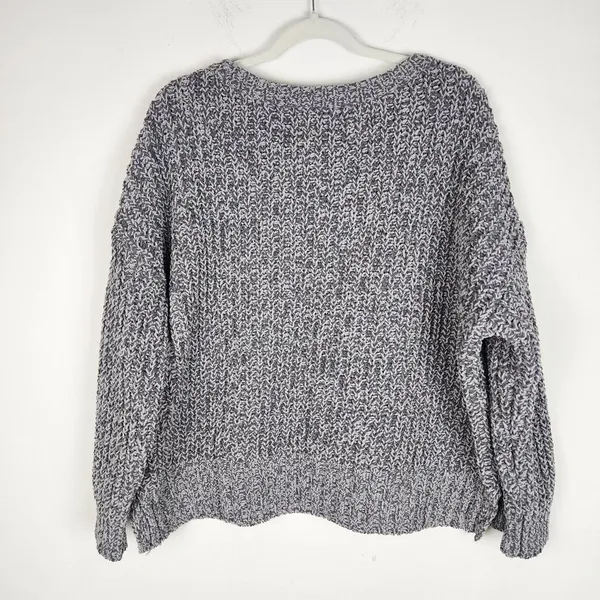 American Eagle Grey Chunky Cable Knit Cropped Sweater - Size S (Oversized Fit) - Image 4