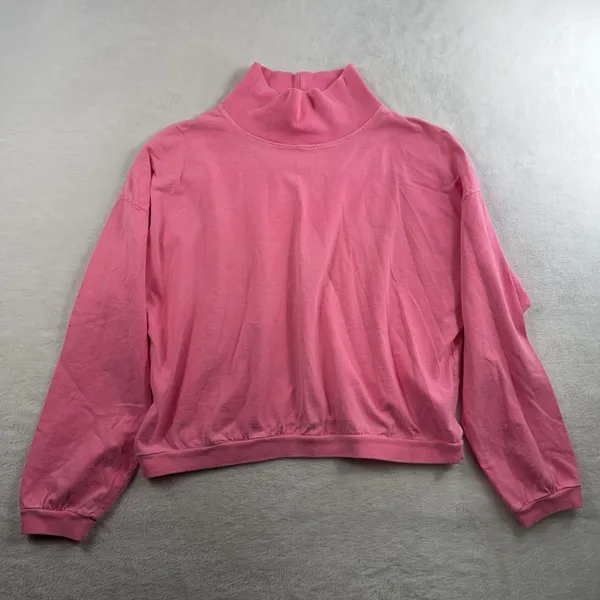 Vtg 90s L Large Mock Neck Long Sleeve‎ Shirt B'ZRQ Hot Pink Grunge Skater Edgy - Image 3