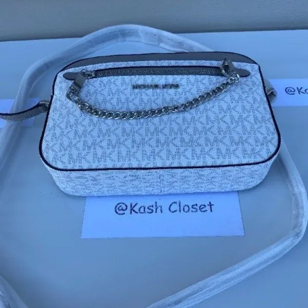 Michael Kors Bright White Chain Crossbody Purse - Image 8